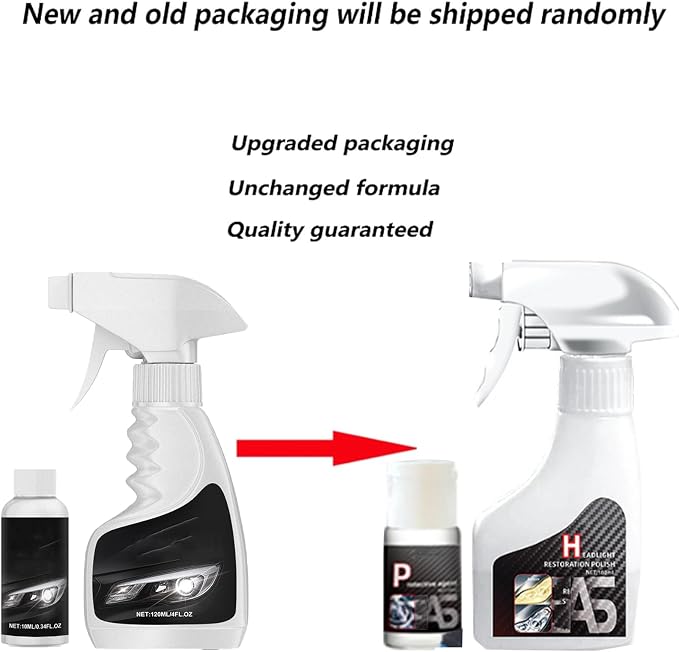 Q4 Headlight Restoration Kit,Headlight Cleaner, Automotive Headlamp Restoration Fluid,Yellowed Automotive Headlamps,Blurring Enhanced Crystalline (1set)