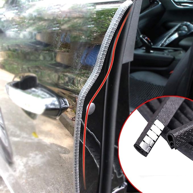 MYFAMIREA 16.4 Ft(5M) Car Door Edge Guards U Shape Edge Trim Rubber Seal Protector Car Door Protector Car Protection Door Edge Anti-Collision Rubber Clips Fit for Most Car