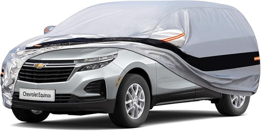 10 Layers SUV Car Cover Custom Fit for Chevrolet Chevy Equinox (2005-2024) Waterproof All Weather for Automobiles, Outdoor Full Cover Rain Sun UV Protection.Silver