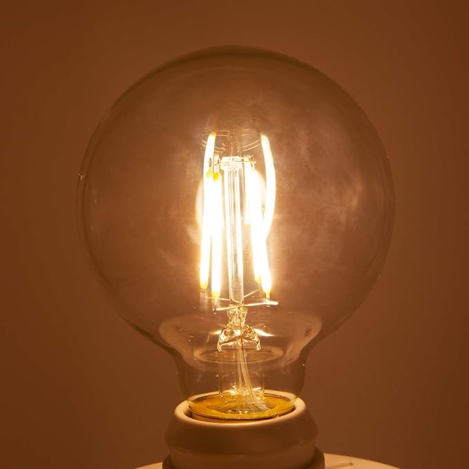 Maxxima G25 LED Light Bulb Globe Filament Bulb, 500 Lumens 2700K, 6 Pack | E26, Warm White, 40 Watt Equal, Standard Edison Vanity Bulb, Great for Kitchen, Living Room, and Bathroom, Non-Dimmable, 120V