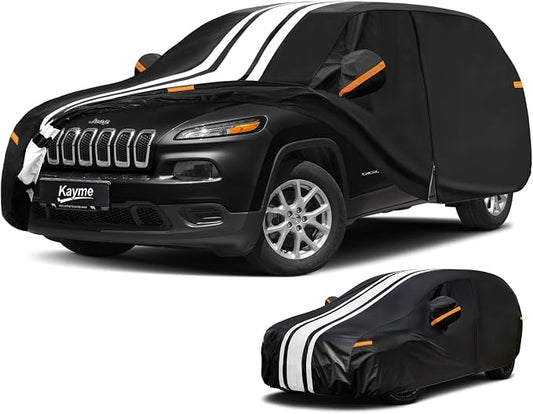 Kayme Jeep Cherokee Car Cover Waterproof All Weather for Automobiles, Custom Fit for Cherokee (2013-2023), Gift with Tape/Towel, Outdoor Full Exterior Cover Rain Snow Sun UV Protection.