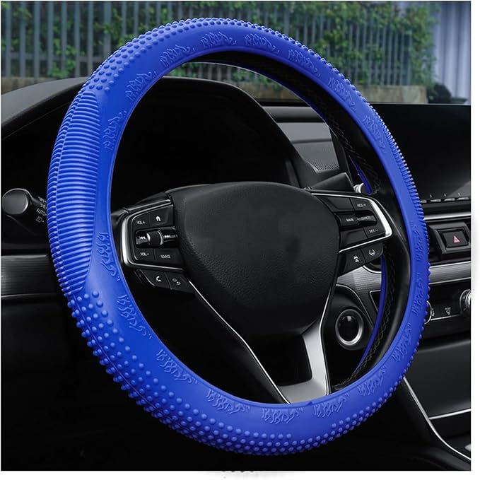 Bittwee Steering Wheel Cover, Car Silicone Steering Wheel Protector, Anti-Slip Soft Odorless Wheel Covers, Universal 14-15 Inch Steering Wheel, Automotive Interior Accessories (Dark Blue)