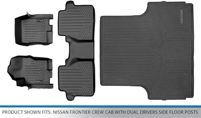 SMARTLINER Floor Mats 2 Rows and Truck Bed Liner Set for 2005-2021 Nissan Frontier
