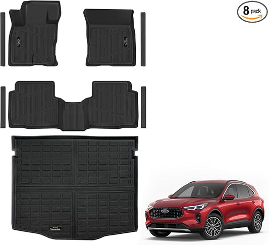 Floor Mats & Cargo Liner Custom Fit for Ford Escape Gas 2020-2025 2026 (NOT Fit Hybrid) All Weather TPE Rubber Trunk Mat Anti-Slip Full Set Automotive Floor Liners for Escape 2025 Accessories