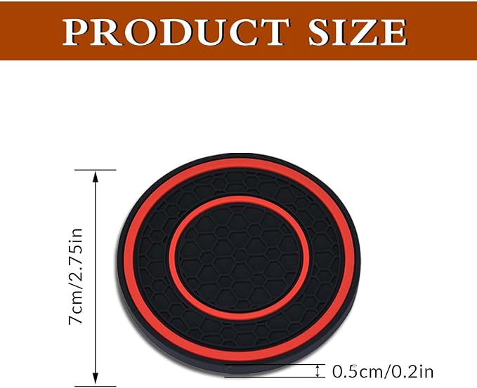 2 Pack Car Coasters for Cup Holder, 2.75 Inch Universal Auto Waterproof Coasters Silicon Insulation Cup Mats,No-Slip Anti Dust Insert Coaster for Woman Man, Suit for Vehicle Interior (2, Red)