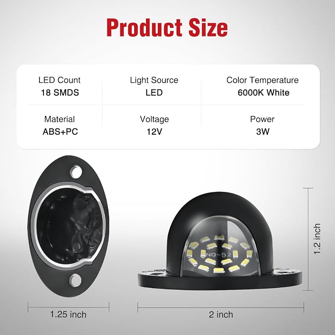 Nilight License Plate Light Compatible with 1994 1995 1996 1997 1998 1999 2000 2001 Dodge Ram 1500 2500 3500 2002 RAM 2500 3500 6000K White 2PCS Pack