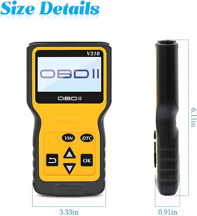 Zpana Car OBD2 Scanner Diagnostic Tool, V310 OBDII Vehicle Engine Fault CAN Diagnosis Code Reader, Check Engine Light Emission Monitor Status, Universal Automotive Accessories (Yellow)