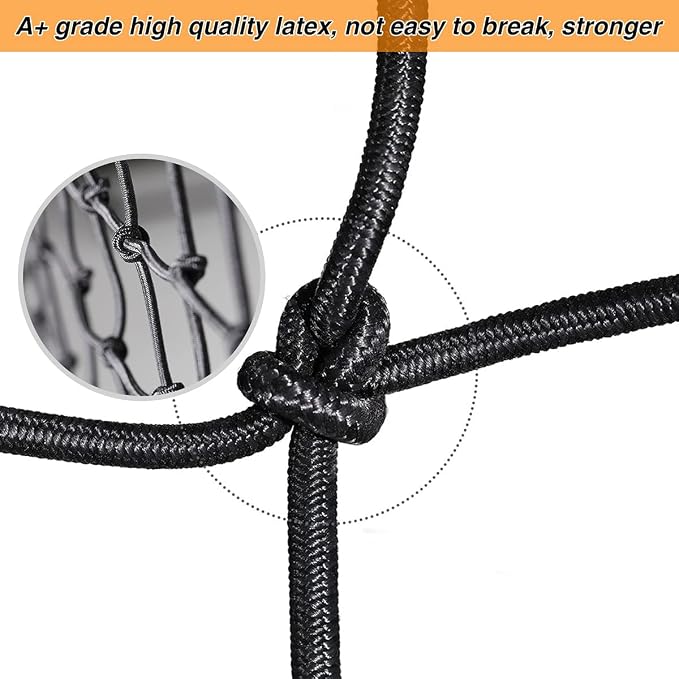 15"x15" Motorcycle Cargo Net Stretches to 30"x30" with 6 Hooks 2''x2'' Mesh for Motorcycle Motorbike Bikes