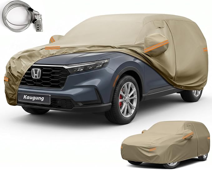 Kaugung Custom Fit Car Cover for Honda CRV CR-V (1995-2026), Heavy Duty All Weather Waterproof Outdoor SUV Cover, Sun Rain Snow UV Protection with Driver Door Zipper, Mirror Pockets & Air Vents