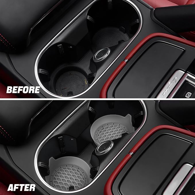 Zpana 4PCS Car Cup Holder Coasters, Silicone Non-Slip Vehicle Cup Recessed Mats, Sift-Proof Automotive Interior Drink Insert Decor Accessories, Universal for SUV, Sedan, Truck (Gray)