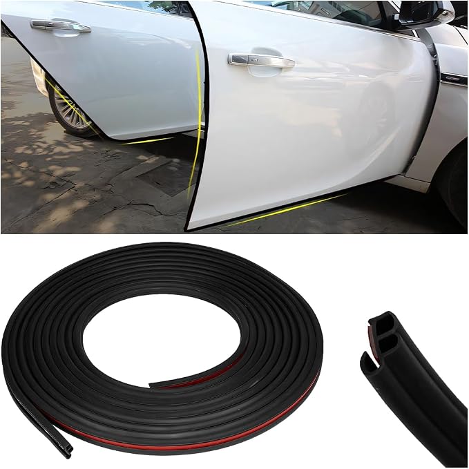Osilly Car Door Rubber Seal Strip, 32.8Ft Self Adhesive Weather Stripping Automotive Edge Trim, Weatherstrip Soundproof Vehicle Tailgate Window Sealing Cover, Universal for SUV RV Truck (Black)