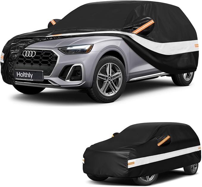 10 Layers SUV Car Cover Custom Fit for Audi Q5 (2008-2026), Waterproof All Weather for Automobiles, Outdoor Full Cover Sun Dust Rain Protection with Cotton. Black