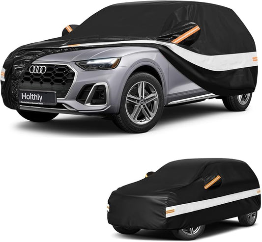 10 Layers SUV Car Cover Custom Fit for Audi Q5 (2008-2026), Waterproof All Weather for Automobiles, Outdoor Full Cover Sun Dust Rain Protection with Cotton. Black