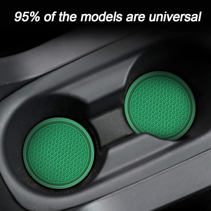 4 Pack Car Cup Holder Coaster, 2.75 Inch Diameter Non-Slip Universal Insert Coaster, Durable, Suitable for Most Car Interior, Car Accessory for Women and Men (Dark Green)