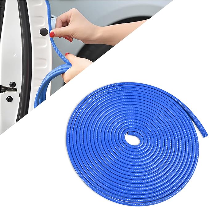 Car Door Protector Edge Guards, Universal Rubber Seal U Shape Car Door Protection, Aluminum Boat Edge Trim Guards No Glue Required, Exterior Accessories Fit for Most Cars, Sedans, SUV (Blue/10FT) | Universal fit, most cars/SUVs/trucks, rubber seal, pre...