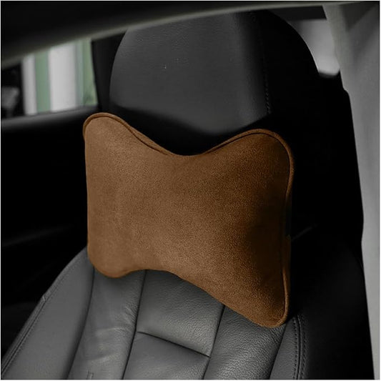 Osilly Car Headrest Pillow, Soft Comfortable Breathable Memory Foam Ergonomic Design Automotive Neck Pillow Cushion with Adjustable Strap for Neck Pain Pressure Relief, Universal Fit（Brown）