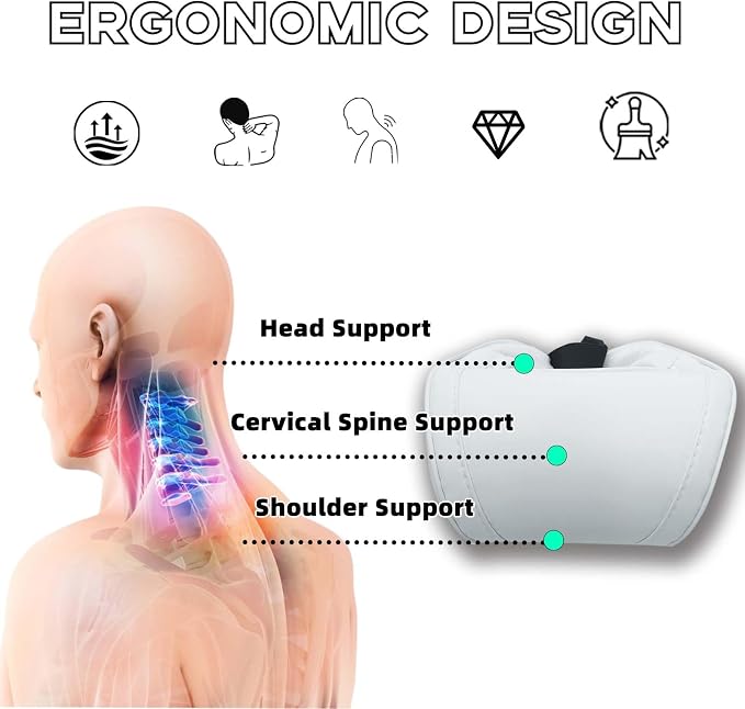 TOPABYTE Car Neck Pillow for Tesla Model 3 Model Y Model S Model X Cybertruck Accessories Memory Foam Ergonomic Design Comfortable Headrest Cushion, 1 Piece, White