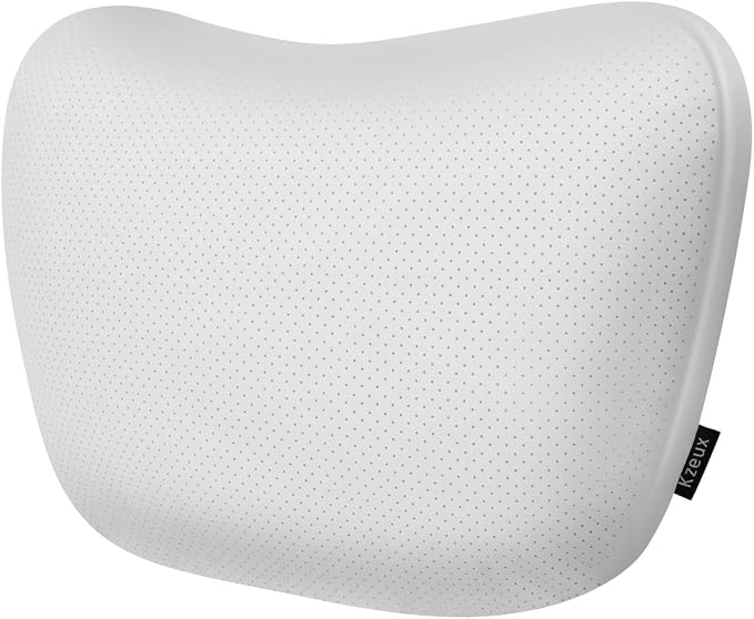 Upgraded Car Neck Pillow - Adjustable Height Headrest Cushion for Tesla Models 3/Y/S/X - Breathable Nappa Leather & High Elastic Pearl Cotton Interior 2 Pack White
