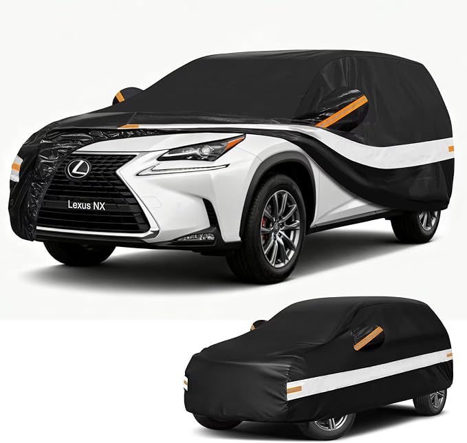 10 Layers SUV Car Cover Custom Fit for Lexus NX (2014-2026) NX250, NX300, NX350, Waterproof All Weather for Automobiles, Outdoor Full Cover Sun Dust Rain Protection with Cotton. Black