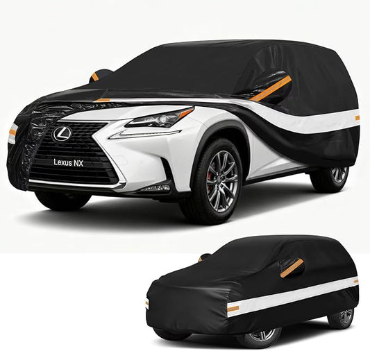 10 Layers SUV Car Cover Custom Fit for Lexus NX (2014-2026) NX250, NX300, NX350, Waterproof All Weather for Automobiles, Outdoor Full Cover Sun Dust Rain Protection with Cotton. Black