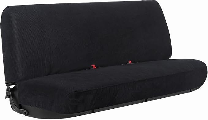 Leader Accessories Bench Seat Cover for Full Size Pickup Trucks, Black | Solid Bench Seat Cover for Pickup SUVs, Heavy-Duty Woven Fabric Protect Dirt, Stains, Universal Fits Ford, Chevrolet, Dodge