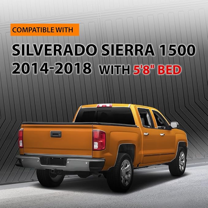G-PLUS Truck Bed Mat Fit Chevy Silverado w/5'8" Bed | Fit GMC Sierra 1500 2014-2018,All Weather Protection,Non-Slip,Custom Fit Floor Cargo Liner,TPE Full Coverage