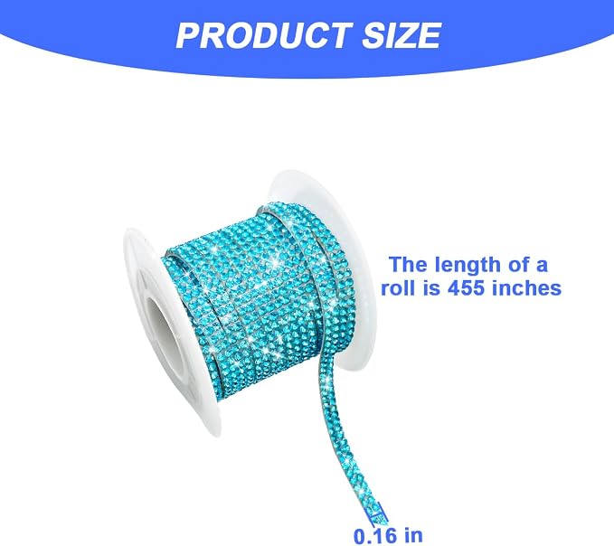 BELOMI Bling Car Trim Self Adhesive Strip, 16.4Ft Crystal Rhinestone Vehicle Dashboard Line Molding Stickers, Diamond Auto Interior Exterior Decor Accessories for Women Girls, Universal Fit（Lake Blue）