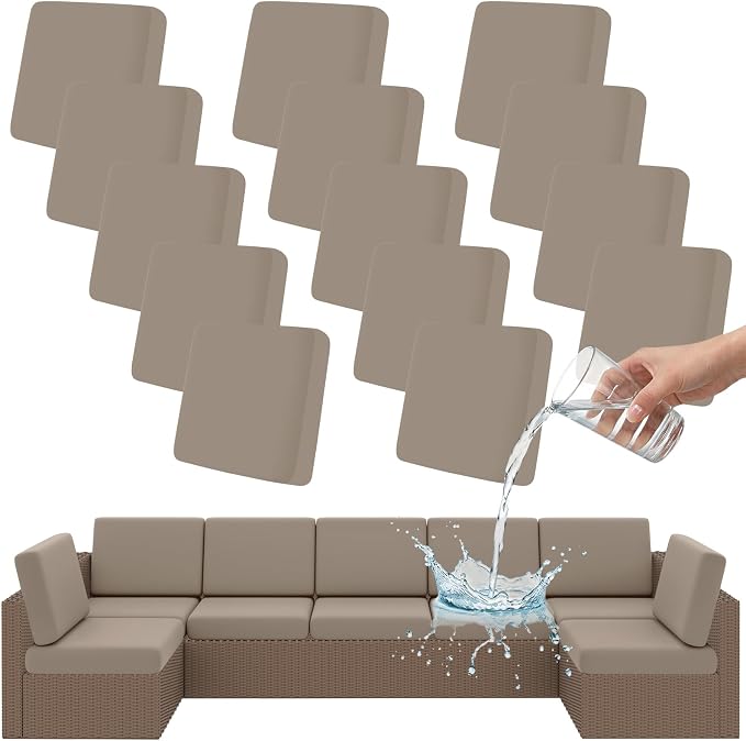 Smiry Waterproof Patio Cushion Covers, Stretch Outdoor Furniture Covers | Couch Slipcovers Replacement, Washable Furniture Protector, UV-resistant Sofa Chair Seat Cover for Outdoor and Indoor, 14 Pcs