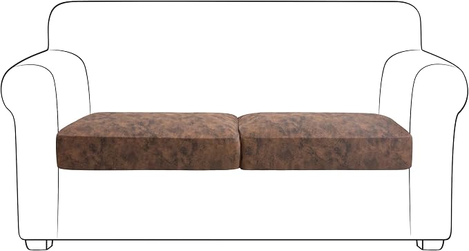Yates Home PU Leather Couch Sofa Cushion Slipcover Elastic Chair RV Seat Covers Loveseat Sofa Furniture Protector Slip Cover for Seater Replacement Living Room(2 Pieces, Brown)