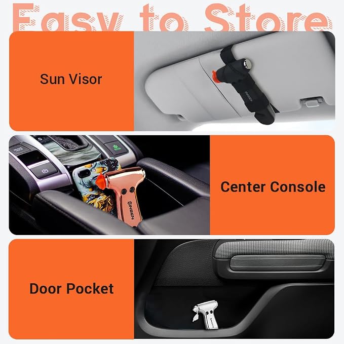SINSEN Window Breaker Seatbelt Cutter for Car, Emergency Tool to Break Glass, 1, Rose Gold