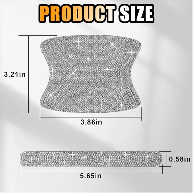 JOYCOURT 10PCS Bling Car Door Handle Anti-Scratch Sticker, White | Universal Car Door Handle Cup Protective Cover, Adhesive Door Bowl Sticker, Shiny Rhinestone Auto Decor Accessories for Women