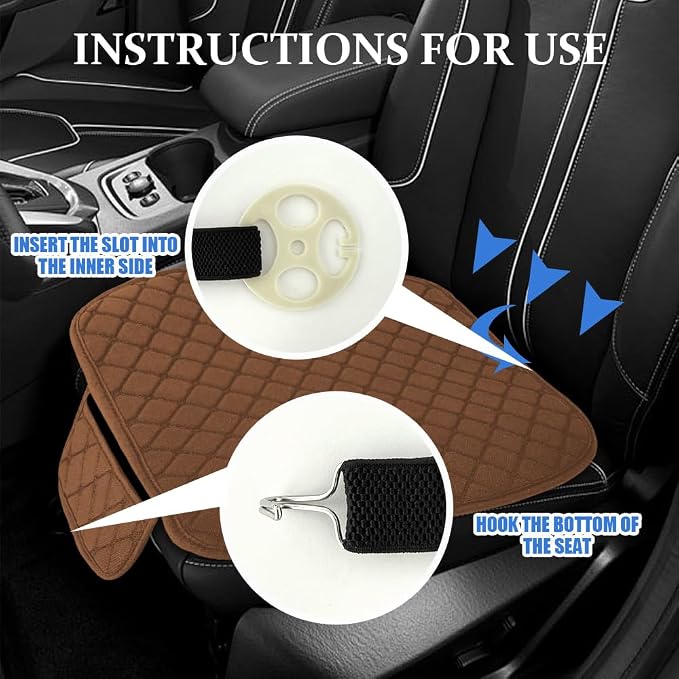 Leather Front Car Seat Cover, Anti-Slip Car Seat Bottom Covers, Full Wrapped Bottom Seat Protectors with Storage Pocket, Universal Comfortable Seat Cushion Fit Vehicles SUVs Trucks (K2-Coffee)
