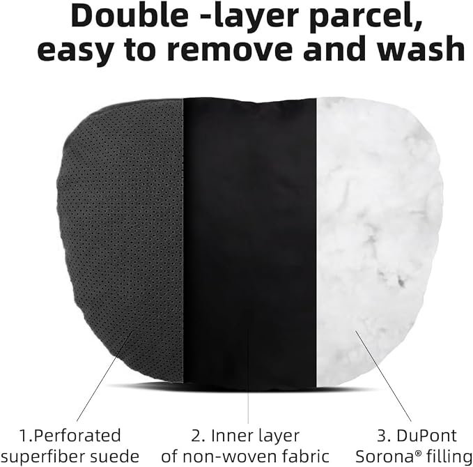 2 Pcs Car Headrest Neck Pillow for Driving,Universal Premium Suede Leather Soft and Comfortable Headrest,Two Gears of Height Adjustment Car Seat Headrest Pillow Car Interior Accessories