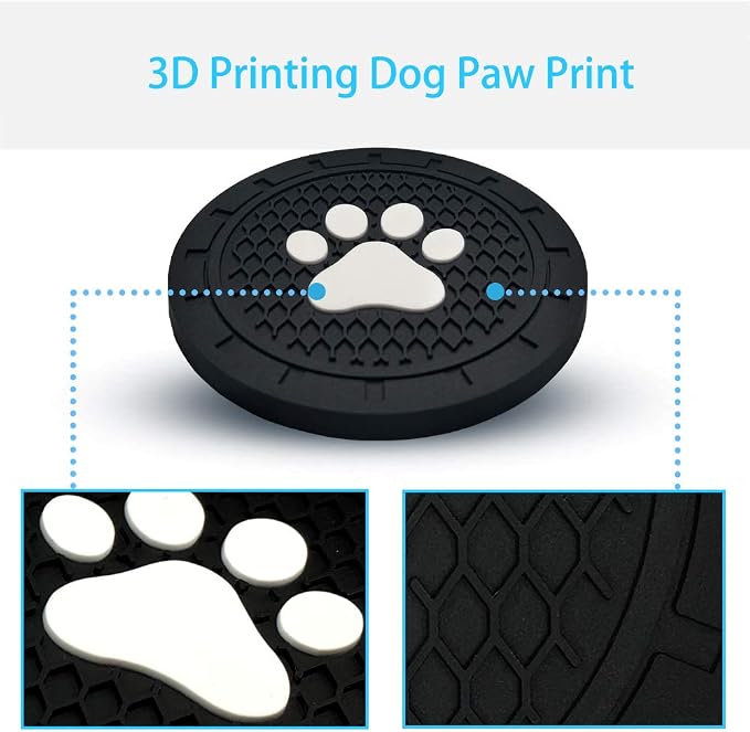 BukNikis Car Cup Holder Coasters-Car Interior Accessories 2.75 inch Silicone Anti Slip Cute Dog Paw Car Coaster -Universal (Pack of 2)