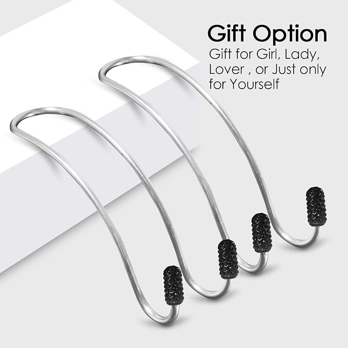 Guoord 【2026 Upgraded】 Car Headrest Hooks Decorations, 2 Pcs Bling Purse Hook Hangers, Auto Hooks Car Hangers and Durable Backseat Holder, Storage Universal for SUV Truck Vehicle (Black)
