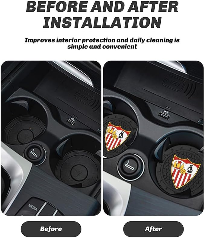 Cup Holder Insert Coaster for Sevilla UEFA UCL Fans,Anti Slip Car Cup Coaster Interior Accessories