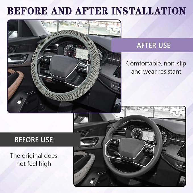 Elastic Stretch Steering Wheel Cover, Steering Wheel Cover, 15" Breathable Auto Steering Wheel Protector, Universal Car Accessories Comfortable Non-Slip Vehicle Steering Wheel Covers for Women Men