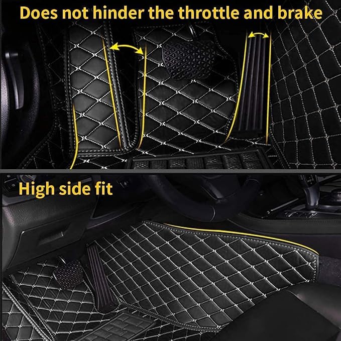 Custom Making Car Floor Mats for 90% Car Model Luxury Leather All Weather Waterproof Anti-Skid Full Coverage Liners (Black and Gray)