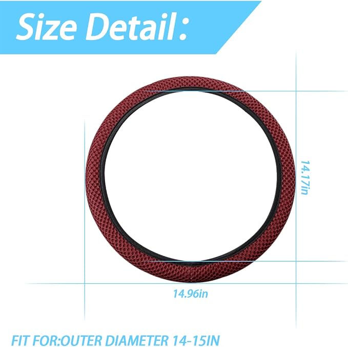 Moly Magnolia Elastic Stretch Steering Wheel Cover, Universal 15 Inch Automotive Steering Wheel Cover, Microfiber Breathable Anti-Slip Odorless Ice Silk, Warm in Winter Cool in Summer (Wine Red)