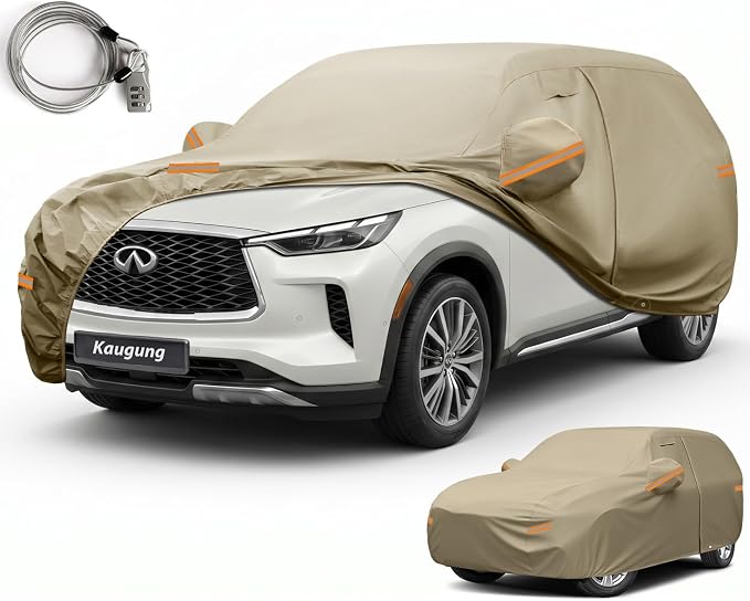 Kaugung Custom Fit Car Cover for Infiniti QX60 JX35 (2013-2026), Heavy Duty All Weather Waterproof Outdoor SUV Cover, Sun Rain UV Protection with Driver Door Zipper, Mirror Pockets & Air Vents