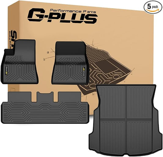 G-PLUS TPE Floor Mats & Cargo Liner Fit for Tesla Model 3 2017-2023,4PCS | All Weather Protection,Custom Fit Model 3 2017-2023 Floor Liner Accessories,Non-Slip,TPE Full Coverage,1st & 2nd &3rd Row