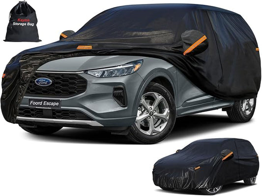 Kayme 7 Layers SUV Car Cover Custom Fit for Ford Escape (2000-2025) Waterproof All Weather for Automobiles, Outdoor Full Cover Rain Sun UV Protection.Black