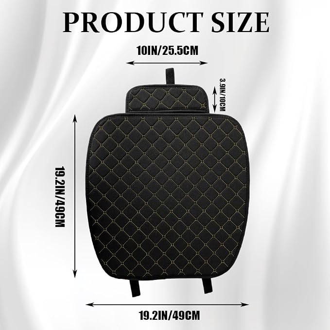 Leather Front Car Seat Cover, Anti-Slip Car Seat Bottom Covers, Full Wrapped Bottom Seat Protectors with Storage Pocket, Universal Comfortable Seat Cushion Fit Vehicles SUVs Trucks (K2-Black Gold)