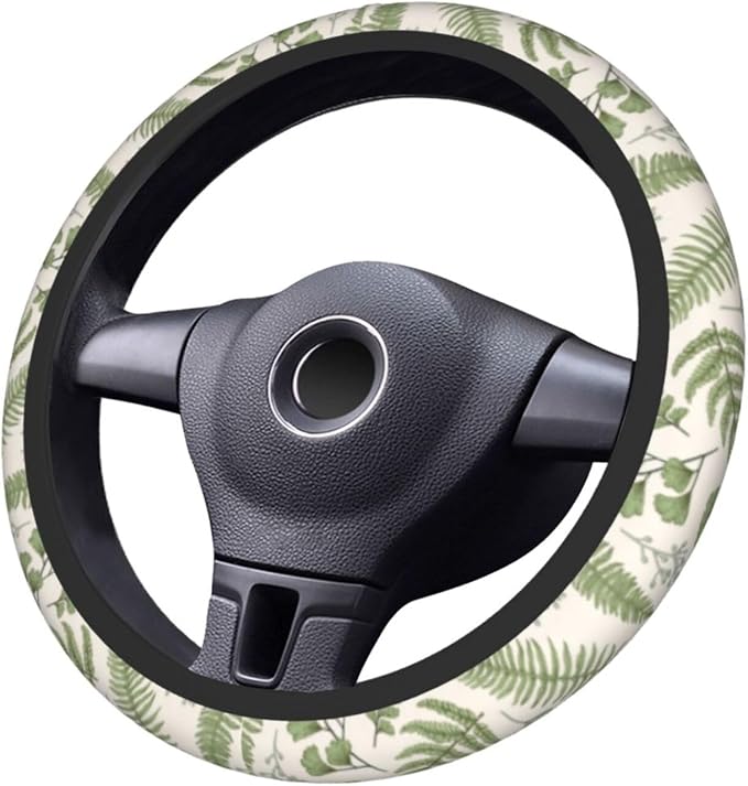 Vintage Botanical Leaves Steering Wheel Cover For Women Men Girls, Universal 15 Inch Anti Slip Steering Wheel Protector Car Accessories Interior For Auto Truck Suv