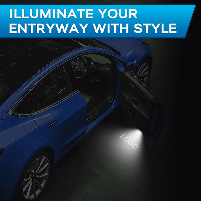 Avsty Puddle Lights for Tesla Model Y 3 X S, Upgraded No Fade Tesla Door Logo Lights (4 Pack)
