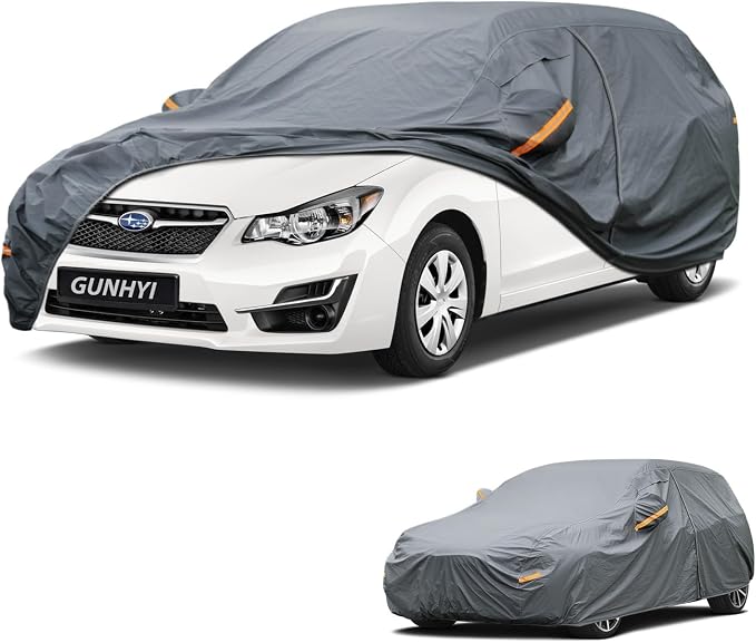 GUNHYI Premium Car Cover Custom Fit Subaru Impreza Hatchback, 16 Layers Heavy Duty Car Cover Waterproof All Weather with Zipper Door for Sun Rain Snow Dust Uv Protection