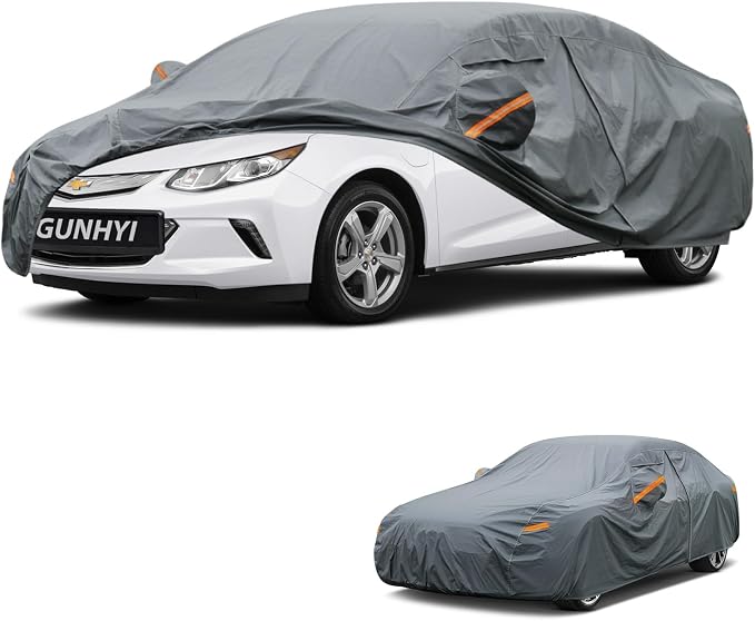 GUNHYI Premium Car Cover Custom Fit Chevrolet Volt, 16 Layers Heavy Duty Car Cover Waterproof All Weather with Zipper Door for Sun Rain Snow Dust Uv Protection