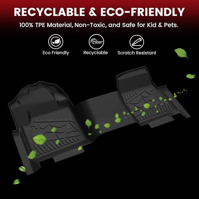 LASFIT Floor Mats for Ford F250 F350 F450 2017-2026 Regular Cab Front Bench Seat (Not Fit Row Bucket Seating) Vinly Floor Super Duty All Weather Protector TPE Car Floor Liner, only 1st, 1pcs Black