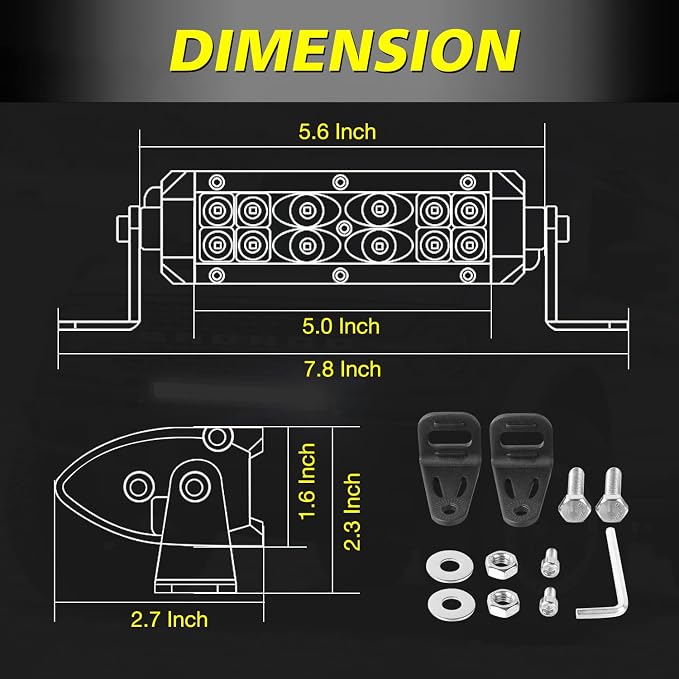 Slim LED Light Bar 5 Inch, AKD Part 72W Spot Flood Combo Small LED Pods Off Road Driving Lights Mini LED Light Bar Slim Work Lights for Trucks Motorcycle UTV ATV SUV Dirt Bike Lawn Mower