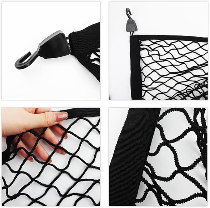 Cargo Net for SUV,Upgraded Highly Elastic Truck Cargo Net with Trunk Net Hooks - Stretch to 49.2"x43",Premium Truck Bed Netting for Cargo for Car Organizer and Storage (27.5"x19.6")